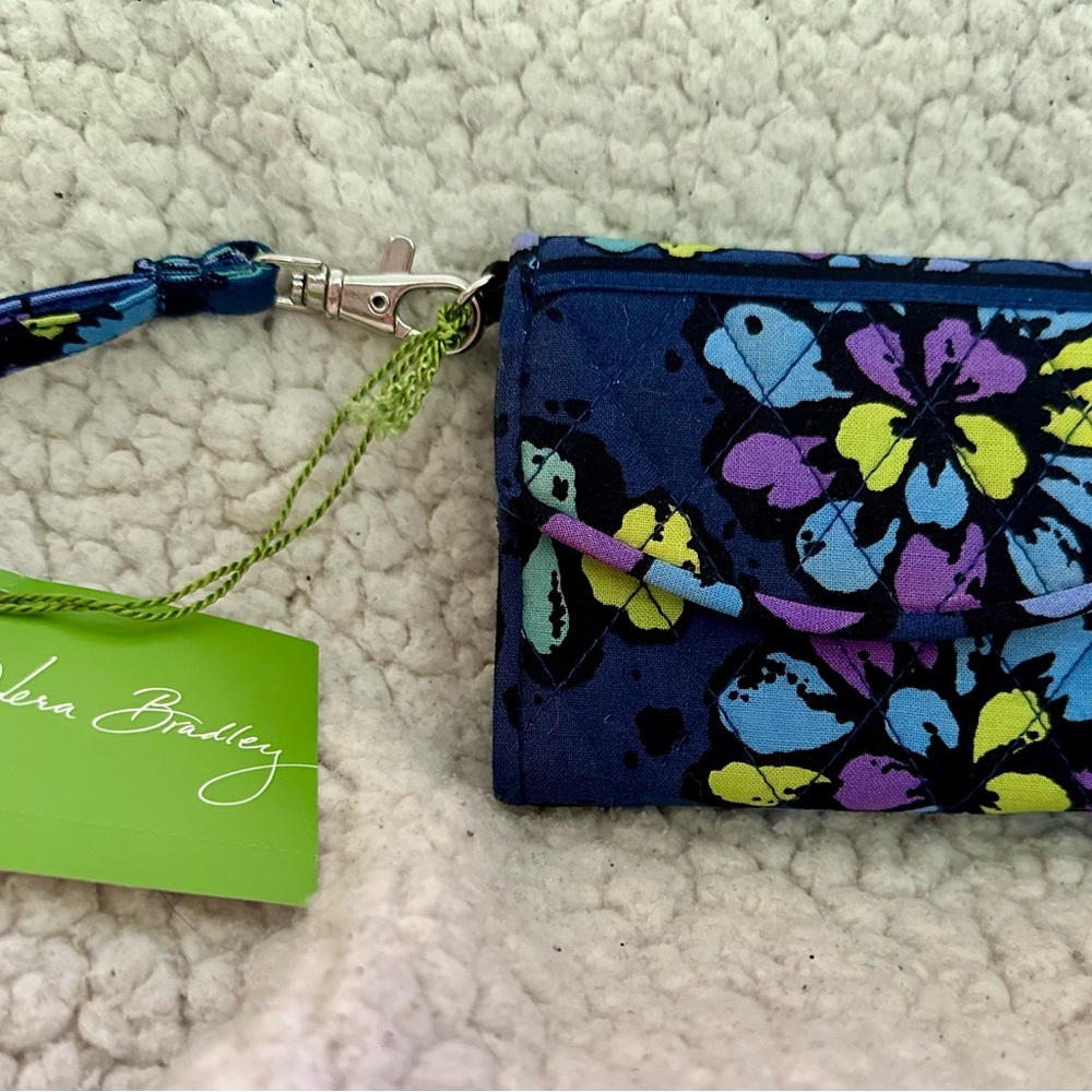 Vera Bradley Blue and Purple Floral “Indigo Pop” Wristlet